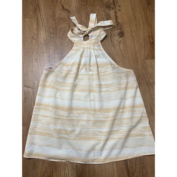 Love 21 Women’s Halter Sleeveless Top Orange And Beige Zipper Sheer Size Large - Picture 1 of 4